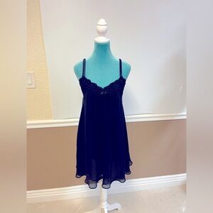 Vintage Oscar de la‎ Renta Pink Label Black Chiffon Floral Beaded Nightgown